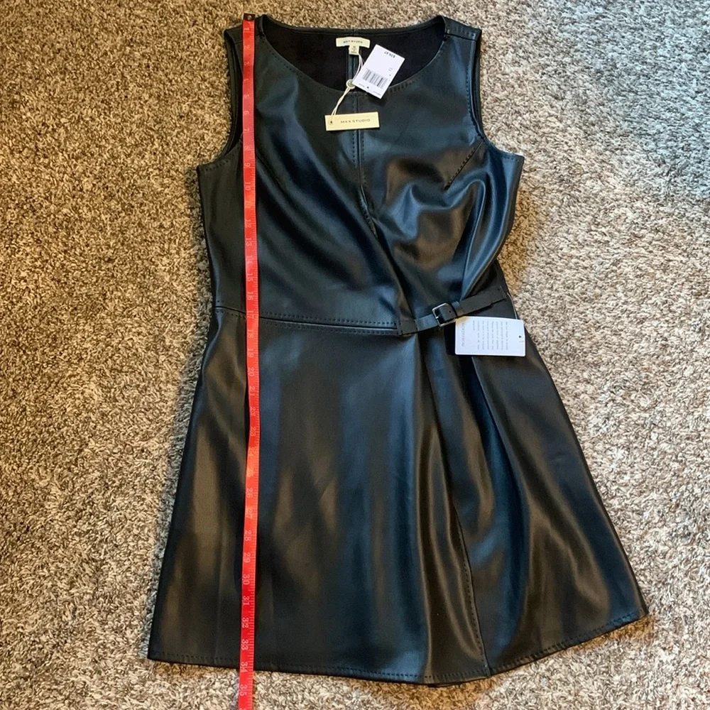 Max Studio Black Leather Dress Nordstrom Size Medium - Picture 6 of 7